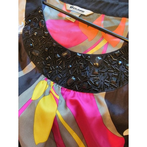 Nygard Collection Size 12 Women's Blouse 100% Silk Geometric Print Top - Picture 6 of 6